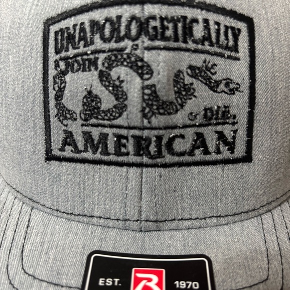 Richardson Gray and Black Trucker Hat “Unapologetically Join or Die American” - Picture 2 of 4